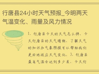 行唐天气预报，守护一方晴雨，温暖一座古城
